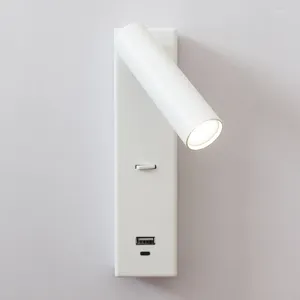 Настенный светильник, светодиодный домашний прикроватный светильник с зарядкой Type-c, современный вращающийся светильник для чтения дома, спальни, гостиной