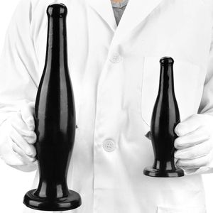 لعبة الجنس مدلك زجاجة نبيذ أسود كبير الحجم ناعم من شرج القابس توسيع أنثى البالغين استمناء منتجات الجنس