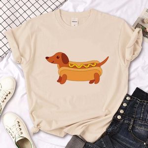 여자 T 셔츠 Dachshund Tshirt 여성 Harajuku Y2K 그래픽 셔츠 소녀 디자이너 일본 2000 년대 옷