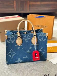 Borsa tote di grande capacità in denim alla moda L'ultima borsa della spesa esplosiva 34 * 12 * 26