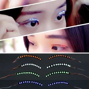 1 pair Unisex LED Light Up Waterproof False Eyelashes Halloween Creative Handmade Eyelid Luminous Lashes for Party Makeup 240222