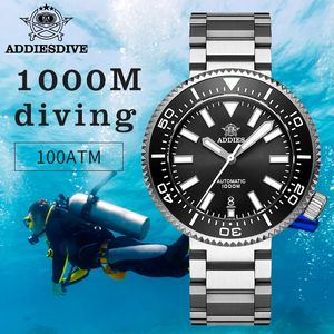 Adiesdive erkek lüks saat 1000m dalgıçlar su geçirmez ışıklı safir cam reloj hombre otomatik mekanik saatler 240220