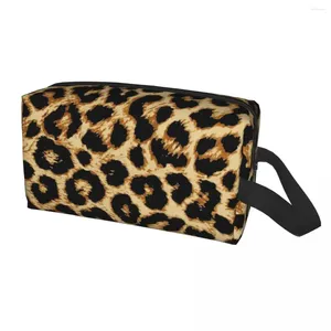 Cosmetic Bags Custom Real Leopard Toiletry Bag Women Sexy African Animal Fur Makeup Organizer Ladies Beauty Storage Dopp Kit Box