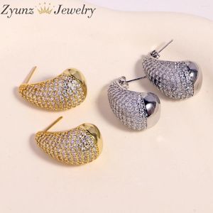 Stud Earrings 5 Pairs Gold-plated Full Zircon Water Drop For Women Girls Silver Classic Trend Wedding Party Jewelry