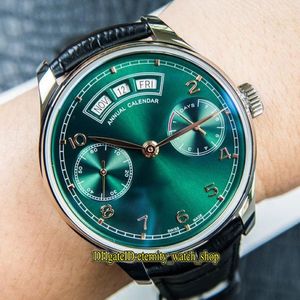 Обновленная версия V2 DMF Portugieser 503510 Зеленый циферблат Power Reserve 52850 Автоматические механические мужские часы Стальной корпус Кожаный спортивный 252q