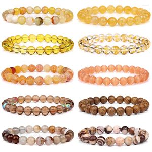 Strand amarelo laranja marrom pedra pulseira 8mm grânulo pulseiras olho de tigre citrinos cristal cura jóias presentes para homens