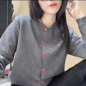 Letter Embroidery Autumn/Winter New Versatile Sweater Knitted Cardigan Coat Women's Long sleeved Loose Korean Fashion Maillard