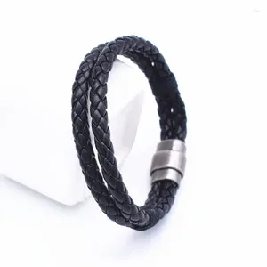 Länk armband mode män längd 21 cm flätat rep läder armband magnetiska handgjorda lyxiga smycken vänskap armband homme cuir