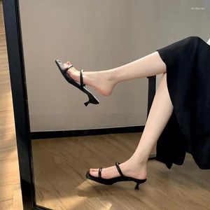 Dress Shoes Fashion Fairy Wind With Flip-flops Summer Wear Stiletto Heels Square Open-toed Sandals For Women