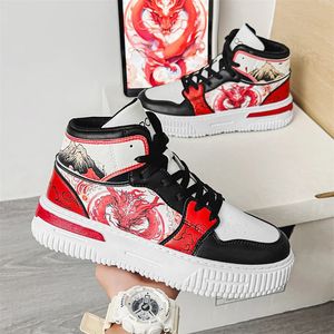 Chińskie smocze deskorolki buty mody Casual Red Women Downad Board Platforma zewnętrzna skórzane sneakerse sneakers 240223