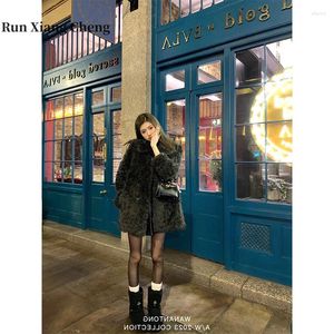 Women's Fur Runxiangcheng 2024 Autumn/Winter Fashionable Premium First Card! Atmosfärfärgning och varm