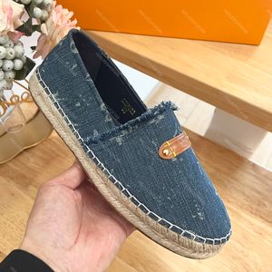 Balıkçılar Ayakkabı Tasarımcıları Loafers 2024 Denim Baskılı Klasik El Dikiş Düz Topuk Günlük Ayakkabı 35-41 Konforlu Tembel Kadın Ayakkabı Kutulu