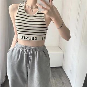 Designer Womens Tank Tops t Shirts Summer Women Tops Tees Crop Top Embroidery Sexy Off Shoulder Black Casual Sleeveless t Backless Top Shirts Solid Stripe Color Vest