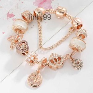 Charm Armbänder 2021 Neues Armband Roségold Stammbaum des Lebens Herz Bienenkönigin Anhänger Europäische Perlen Wabenarmreif Passend für Halskettehv7bY52B