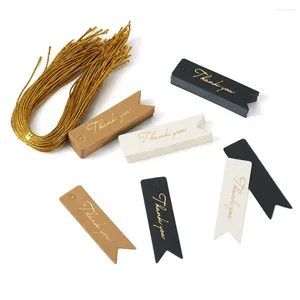 Torebki biżuterii 75PCS kartonowe papierowe tagi prezentowe złoto kolor stempla słowo Bronzing Projekt z metalicznym drutem krawatem na prezenty pakowanie