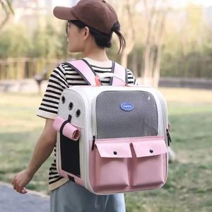 Cat Carriers Ventilation Large Capacity Carrier Backpack Adjustable Strap Pet Carrying Bag Foldable For Outdoor Travel