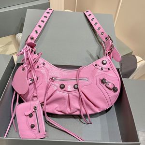 Designer Bag Kvinnors underarm Bag Biker Läder Svart Single Shoulder Rivet Crossbody Luxury Handbag Classic Purse With Box