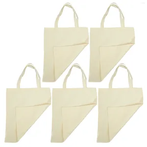 Storage Bags 5 Pcs Canvas Reticule Shopping Bag For Women Tote Blank Casual Shoulder Pouch Miss