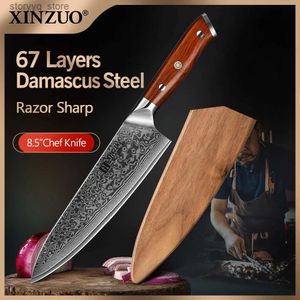Kitchen Knives XINZUO 8.5 Inch Chef Knives High Carbon Chinese VG10 67 Layer Damascus Kitchen Knife Stainless Steel Gyuto Knife Rosewood Handle Q240226