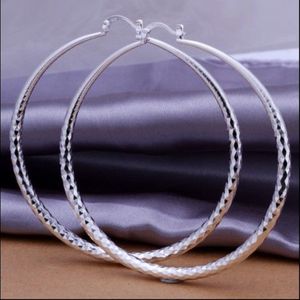 Factory Top quality 925 silver diameter 7 5CM big hoop earrings fashion classic women jewelry 10pair lot241z