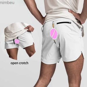 Men's Shorts Men Summer Shorts Invisible Zipper Open Crotch Pants Boyfriend Convenient Outdoor Sex Gift Sexy Biker Short with Holes Hotpants 240226