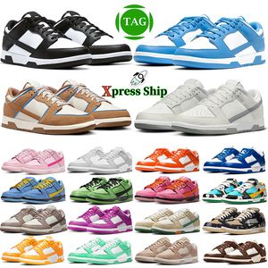 Fast shipping designer panda low Casual men kids baby shoes womens Triple Pink Grey Fog mens trainers sports sneakers Big size 5.5-13