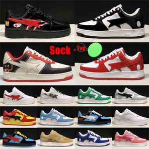 Bapestan Sapatos Casuais Mens Mulheres Plataforma Baixa Sta SK8 Panda Tubarão Preto Camo Bule Cinza Preto Bege Camurça Sports Star Sneakers Treinadores ao ar livre Tamanho 36-45