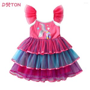 Sukienki dla dziewcząt Dxton Kolorowa sukienka na letnie dzieci syrenę print Sling Suspender Princess Party 3-12 lat