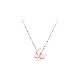 Collana di design gioielli di lusso collane a farfalla per donna Red Bule White Shell ciondolo in platino in oro rosa Regalo di nozze in acciaio inossidabile all'ingrosso per la rivenditaQ1