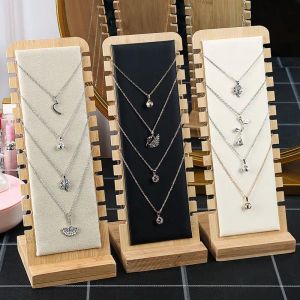 Necklaces Liglamo Bamboo Jewelry Display Stand Necklace Display Stand Wooden Multiple Necklace Easel Showcase Display Holder for Necklac