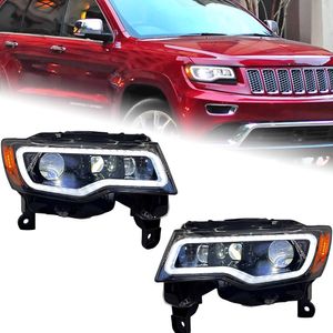 Faróis de estilo do carro para jeep grand cherokee 2014-20 21 led farol estilo dinâmico conjunto de lente de sinal de volta