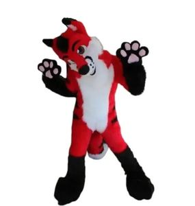 Halloween Wysokiej jakości czerwony futra pies fursuit maskotka kostium kreskówkowy