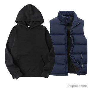 Felpe con cappuccio da uomo Felpe con cappuccio e gilet personalizzati da uomo 2 pezzi Set Felpe autunno inverno Streetwear Cerniera Colletto alla coreana Giacca senza maniche