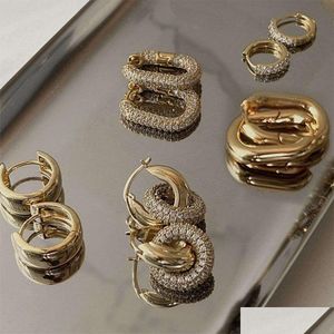 Stud 2022 Stud Moda Cz Zircon Redondo Hie Hoop Brincos para Mulheres Geométricas Fivela de Orelha Aros Banhado a Ouro Jóias de Aço Inoxidável Dro Otiky