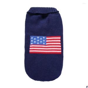 Dog Apparel American Flag Pet Costume Winter Warm Sweater Fashion Christmas Clothes For Puppy Size Xxs Drop Delivery Otdo2