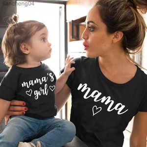 Abiti coordinati per la famiglia Moda MAMA GIRL LOVE Stampa T-shirt per mamma e figlia Figlia Abiti coordinati per la famiglia in cotone Guarda mamma, mamma e me vestiti