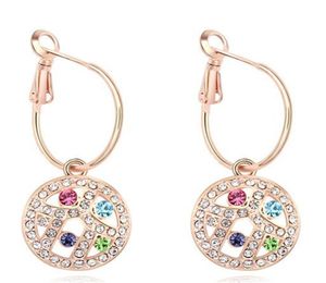 Lyxiga ädlaste Rhinestone Crystal Dangle örhängen för kvinnor 18K Champagne Guldpläterade droppörhängen Prom smycken 126781185660