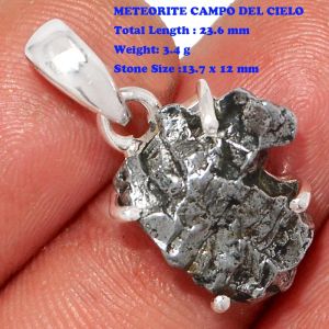 Collane con ciondolo in autentico meteorite Campo del Cielo in argento sterling, regalo di alta gioielleria fatto a mano da donna