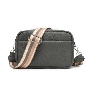 Trendy Square Crossbody Bag Litchi desen omuz çantası kadın pu deri fermuarlı çanta