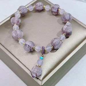 Strand Fashion Purple Glaze Lotus Crystal Bransoletka Kobiet Wish Wishing Wedding Party Prezenty Bracelety Przyjaciel Bircer