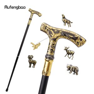 Ouro preto animal urso águia lobo cabra cervos andando bengala moda decorativa cavalheiro elegante cosplay botão de cana búzio 90cm