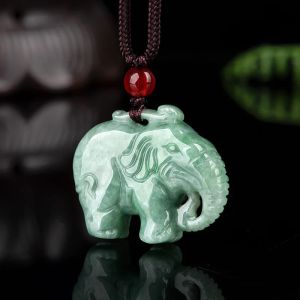 Halsband burmesiska jade elefant hänge smaragd sten halsband naturlig jadeit smycken ädelsten charms man män amulet gröna ädelstenar