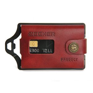 Szczupły portfel Nowy portfel karty kredytowej Mężczyzn skórzany metalowy minimalistyczny Portfel EDC Przednia kieszeń na notatki i karty Zeeker275V
