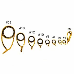 Rods Stainless Steel Single Legs Copy Guides Set, SIC Ring for Quality Spinning Rod, Gold Color, KL, 9PCs