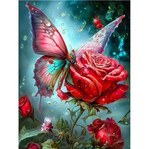 Stitch YI BRIGHT Full Drill Diamond Embroidery Rose Flower Butterfly Handmade Rhinestones Painting Floral Home Decoration Diy Crafts