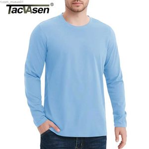 T-shirty męskie Tacvasen Spring Cotton T-shirt męska załoga szyja T-shirt długie rękawowe oddychanie wilgoć WIDZACJA Podstawowa tee Tops Manl2402