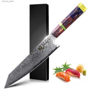 Kök knivar damascus kniv 8 tum kök kniv japansk stil vg10 67 lager rostfritt stål knivar ergonomiskt handtag Q240226