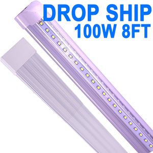 LED Mağaza Işığı 8ft, 100W LED Tüp Işık Fikstürü, 8 Ayak Temiz Kapak Serin Beyaz 6500K, V şekilli entegre fikstür soğutucu kapısı ışığı 25 paketi atölyesi Barn USA Crestech