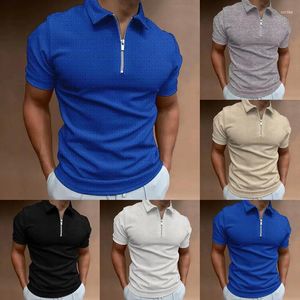 Męski trend letni prosty stały kolor koszulki polo Polo Osobowość Lapel z krótkim rękawem T-shirt Business Casual Office S-3xl