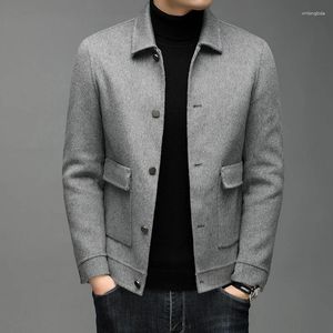 Men's Jackets MLSHP 70% Wool Mens Luxury Spring Autumn Single Breasted Casual Male Outerwear Fashion Solid Color Grey Black Man Coats